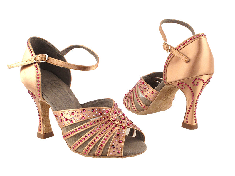 S2805 Tan Satin with enhanced rhinestone design