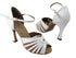 S2805 White Leather_Flesh Mesh with 3.5" Flare heel in the photo