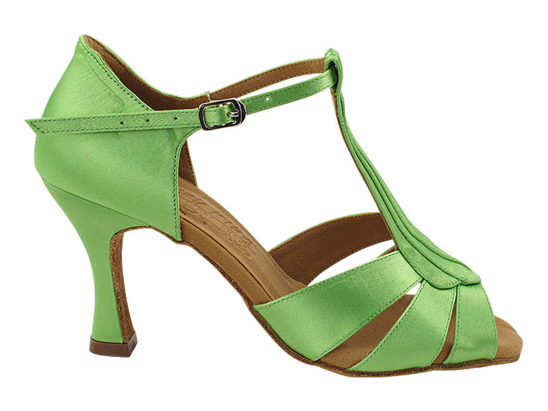 S2806 137 Green Satin with 3" Flare Heel (YQG) in the photo