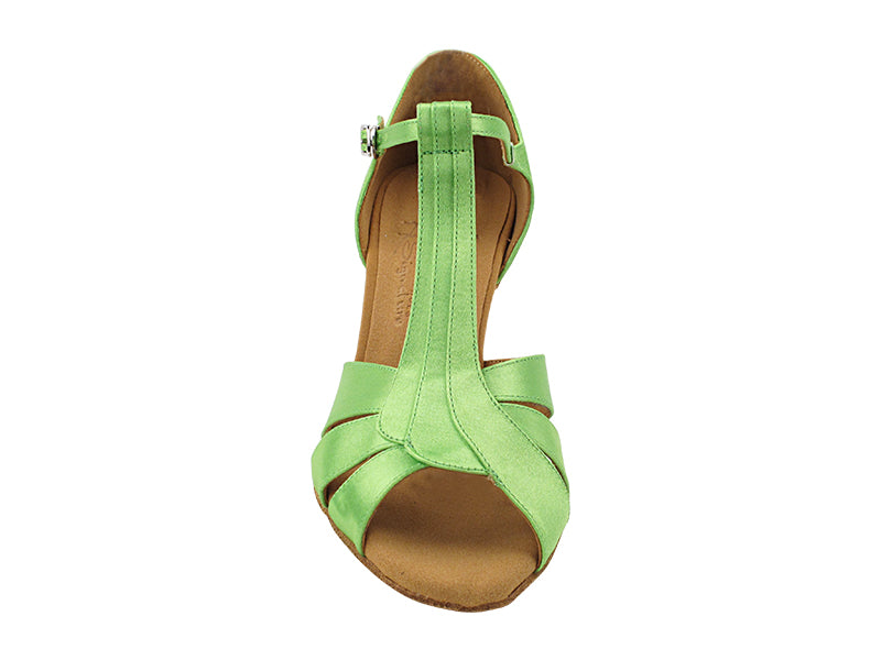 S2806 137 Green Satin with 3" Flare Heel (YQG) in the photo