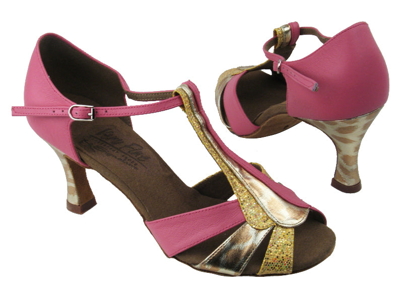 S2806 BC5 Pink Light Leather_BA47 Leopard Veins PU_BF29 Gold Scale with 3" heel in the photo