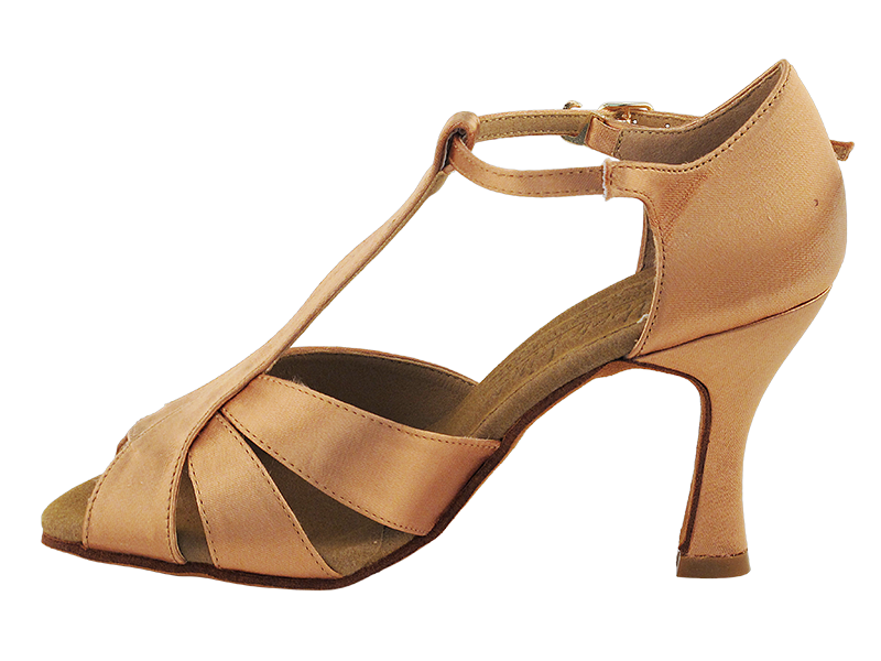 S2806 Tan Satin with 3" Heel in the photo