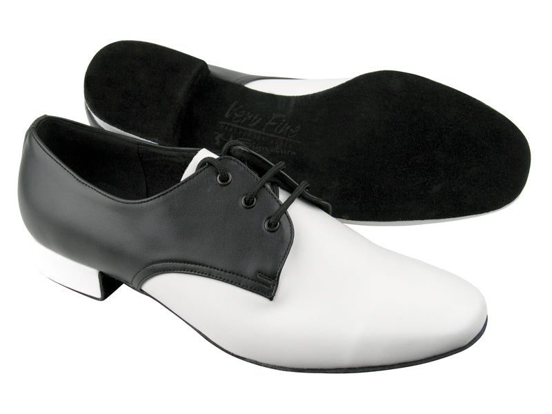 S304 Black Leather_White Leather with 1" Standard heel in the photo