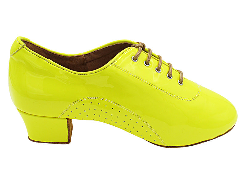 S309 Split Sole Fluorescent Grass Yellow  with Men 1.5" Latin Heel in the photo