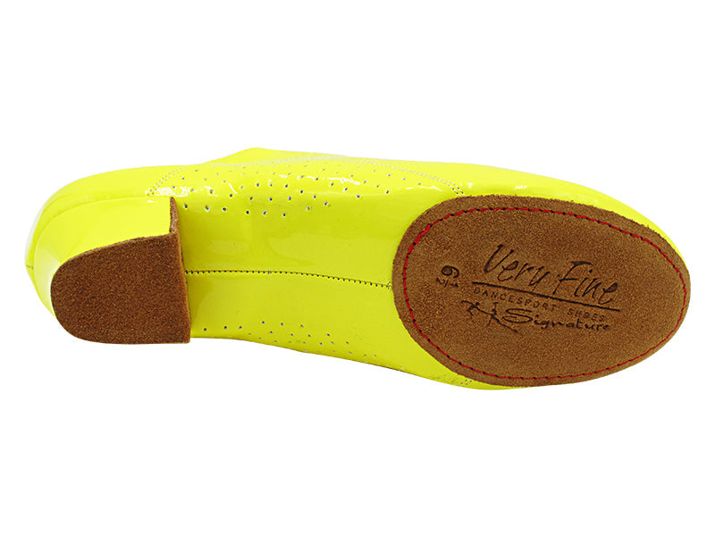 S309 Split Sole Fluorescent Grass Yellow  with Men 1.5" Latin Heel in the photo