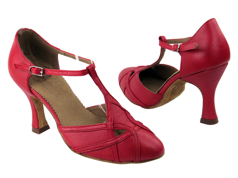 S3801 BC8 Red Light Leather with 3" Flare heel in the photo