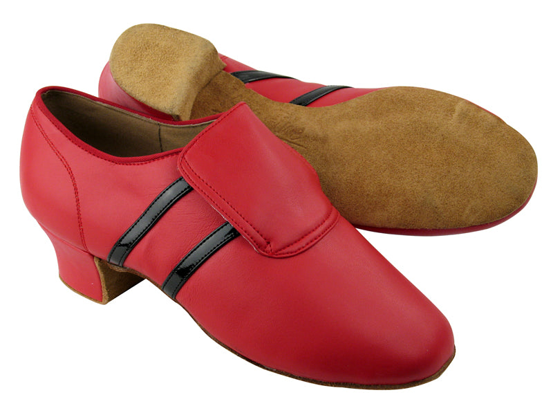 S410 Red Leather_Black Patent Trim with 1.5" heel in the photo