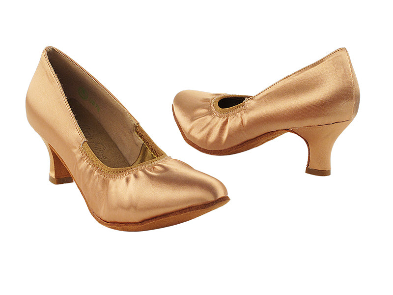 S9107 Tan Satin with 2" Slim Heel in the photo