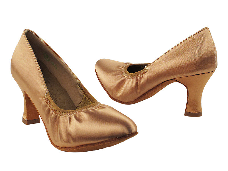 S9107 Tan Satin with 2.5" Heel in the photo
