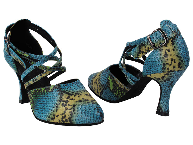 S9110 245 Blue Green Snake with 11006_2.75" Heel in the photo
