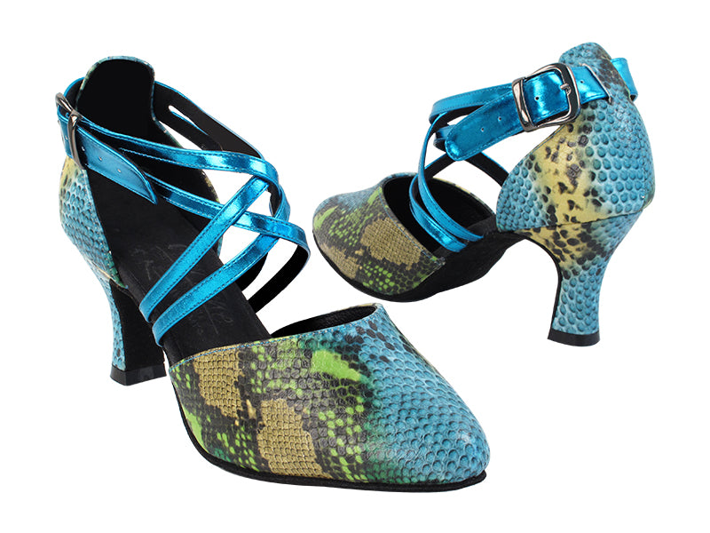 S9110 245 Blue Green Sanke PU_135 Metallic Blue PU Strap