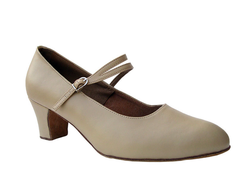 S9119 Beige Leather with 1.6" Medium Heel in the photo