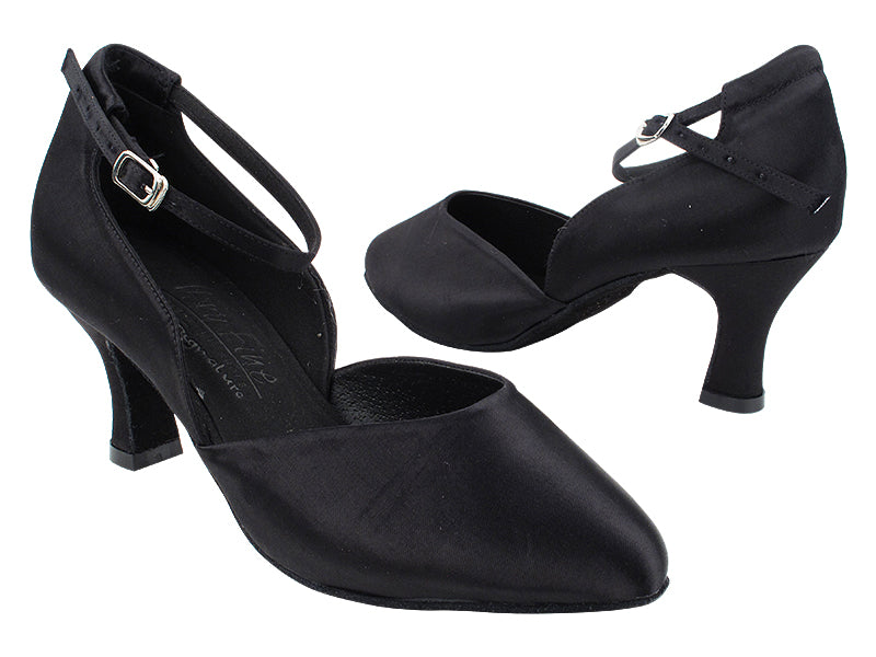 S9129 154 Black Satin with 2.5" Spool Heel (PG) in the photo