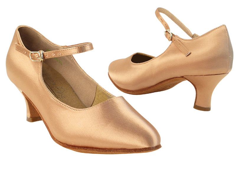 S9137 Tan Satin with 2" Slim Heel in the photo