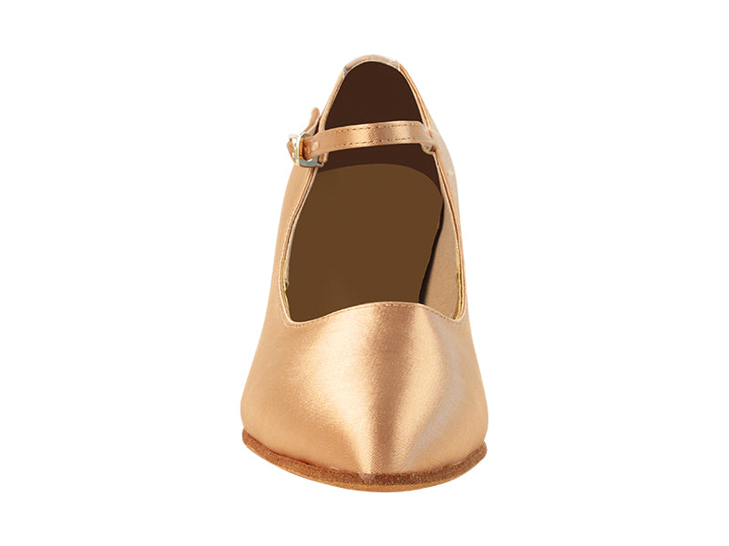S9137 Tan Satin with 2" Slim Heel in the photo