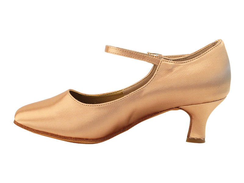 S9137 Tan Satin with 2" Slim Heel in the photo