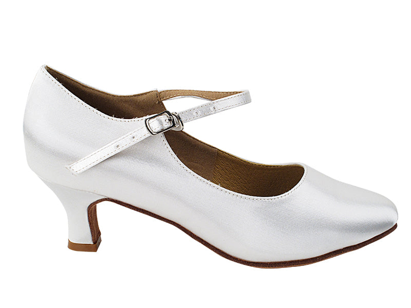 S9137 White Satin with 2" Slim Heel in the photo