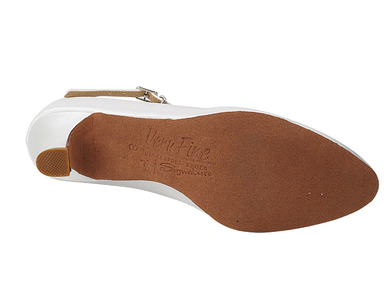S9137 White Satin with 2" Slim Heel in the photo