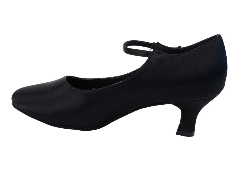 S9137 Black Satin with 2" Slim Heel in the photo