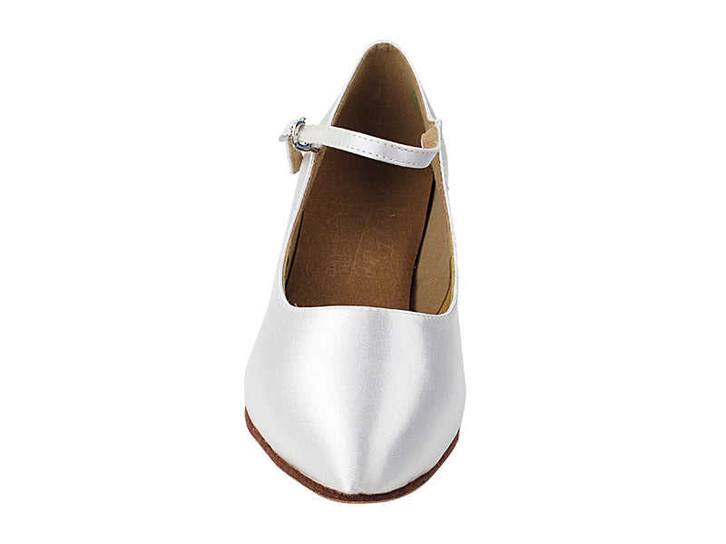 S9137 White Satin with 2" Slim Heel in the photo