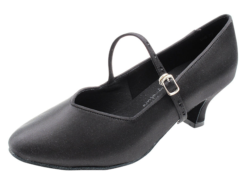 S9138 Black Satin with 2" Slim Heel in the photo