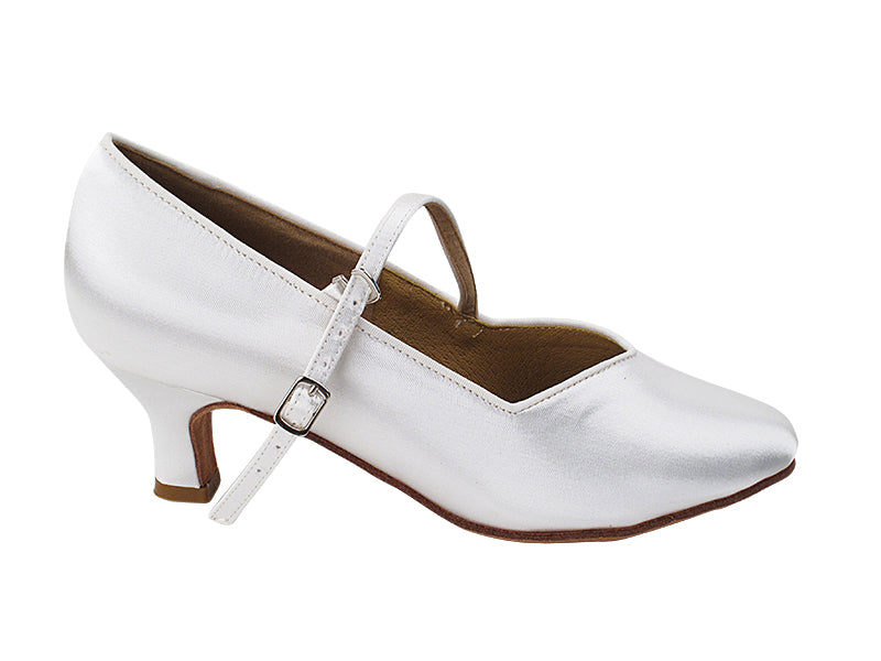 S9138 White Satin with 2" Slim Heel in the photo