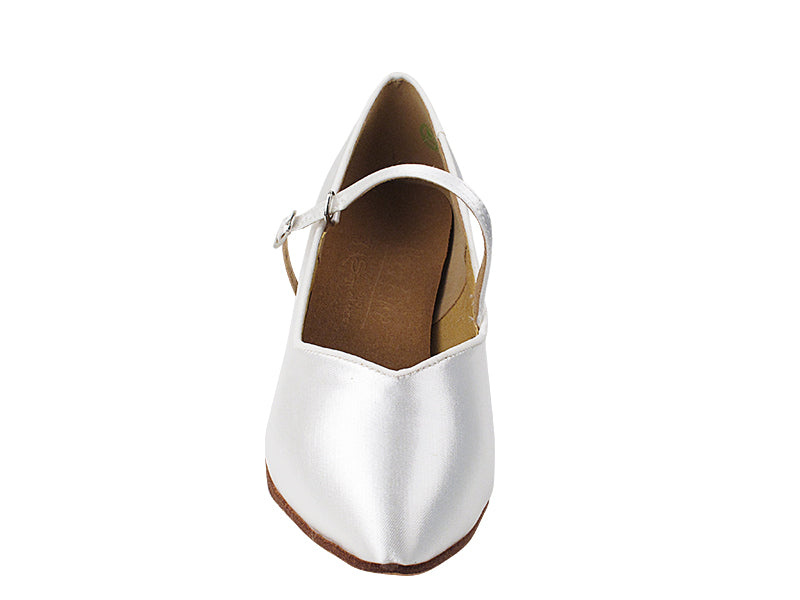 S9138 White Satin with 2" Slim Heel in the photo