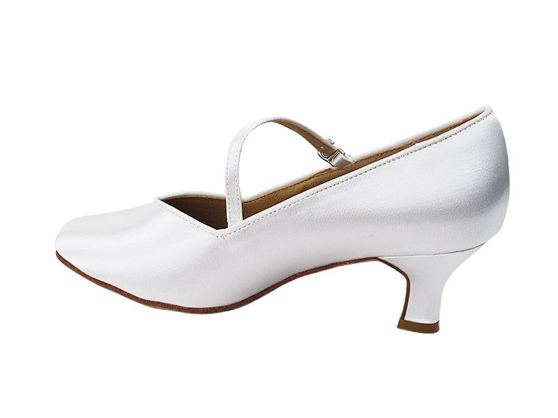 S9138 White Satin with 2" Slim Heel in the photo