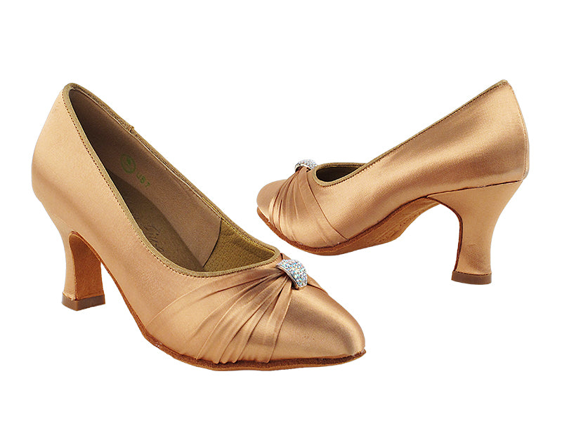 S9169 Tan Satin with 2.5" Heel in the photo