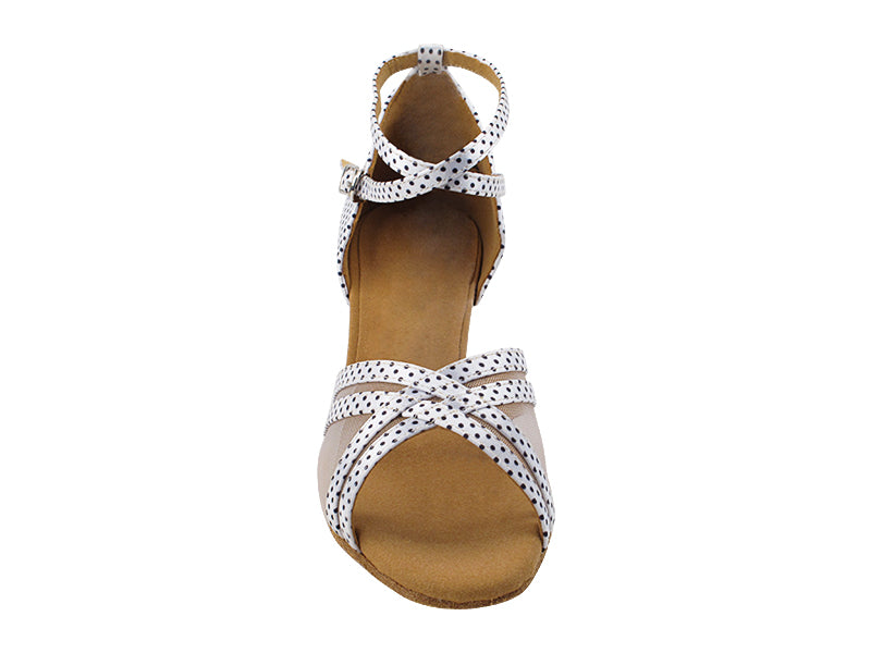 S9204 256 White Black Dots Satin_White Mesh with 2.5" Heel (2040) in the photo