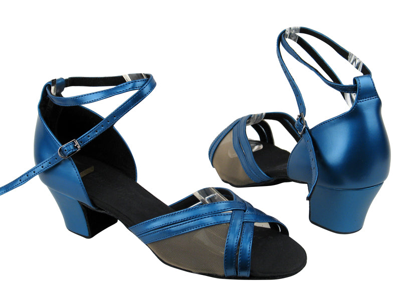 S9204 BB18 Gem Blue Leather_Flesh Mesh with 1.6" Medium heel in the photo