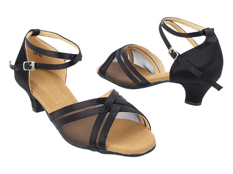 S9204 Black Satin_Black Mesh with 1.2" Heel (5028) in the photo
