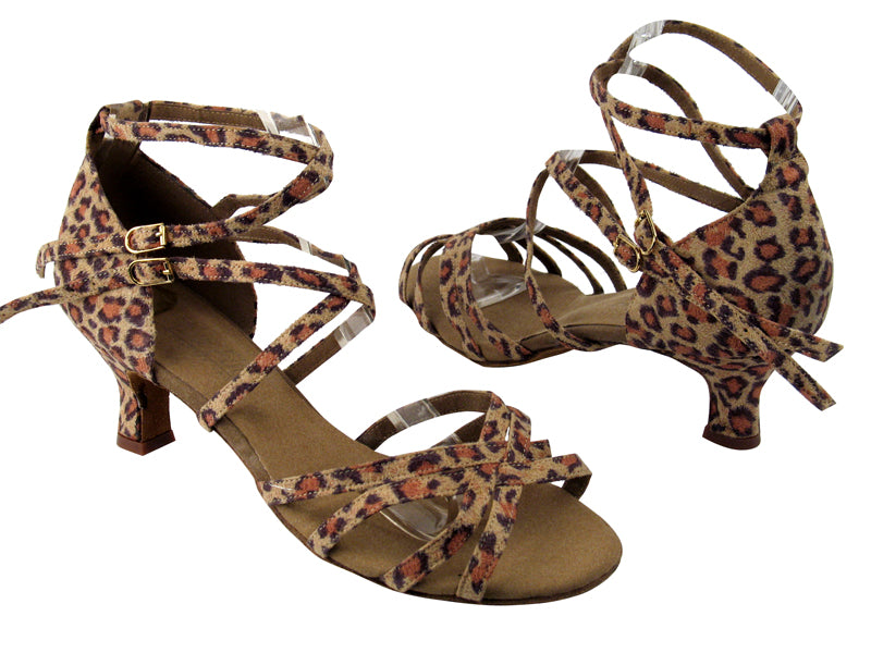 S9206 BD41 Leopard Satin with 2" Slim Cuban heel in the photo