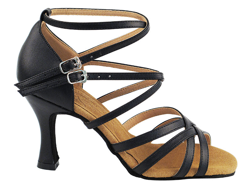 S9206 Black Leather with 3" Flare Heel in the picture