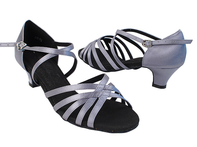 S9216 180 Grey Satin with 1.3 inch Cuban Heel in the photo