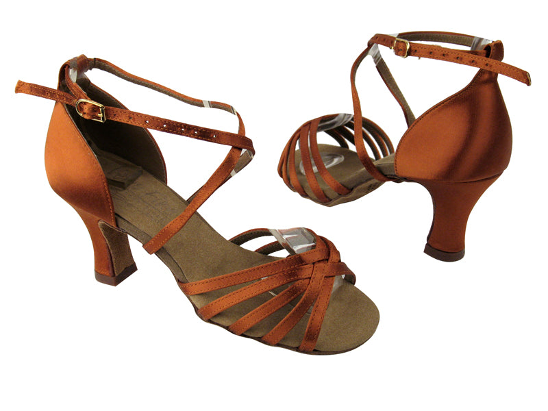 S9216 BD8 Dark Tan Satin_C1601 BackStrap with 2.5" heel in the photo