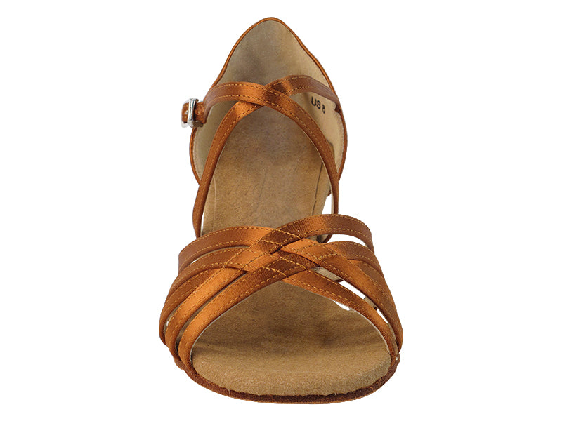 S9216 Copper Tan Satin with 1.2" Cuban Heel in the photo