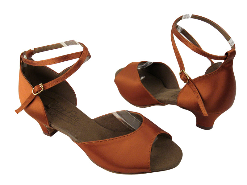 S9220 BD8 Dark Tan Satin with 1.2" Cuban heel in the photo