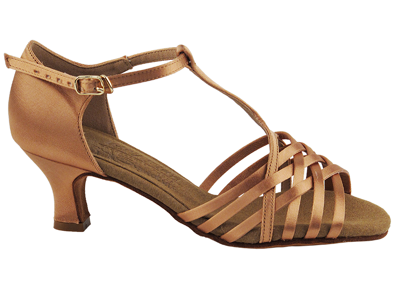 S92304 Tan Satin with 2" Cuban Heel in the photo