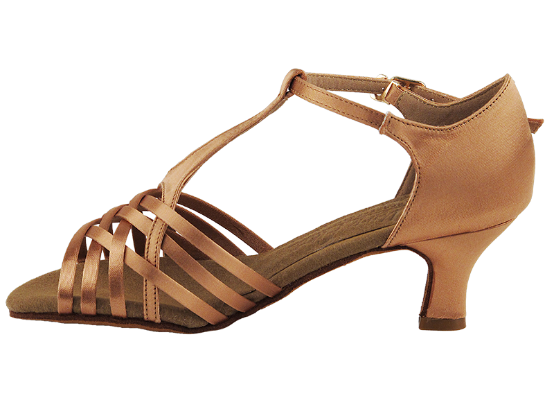 S92304 Tan Satin with 2" Cuban Heel in the photo