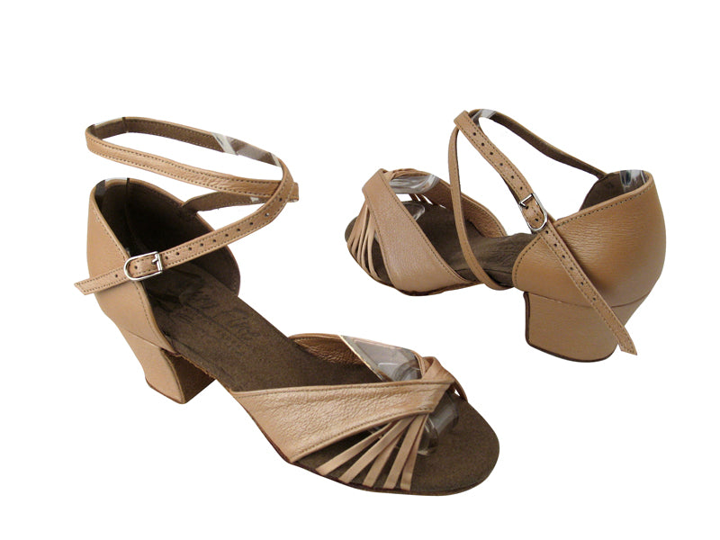 S92305 1 Flesh Satin_BC1 Light Tan Light Leather with 1.6" Medium heel in the photo