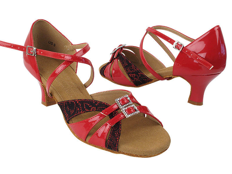 S92307 257 Red Black Lace_264 Red Patent with 2" Slim Heel in the photo