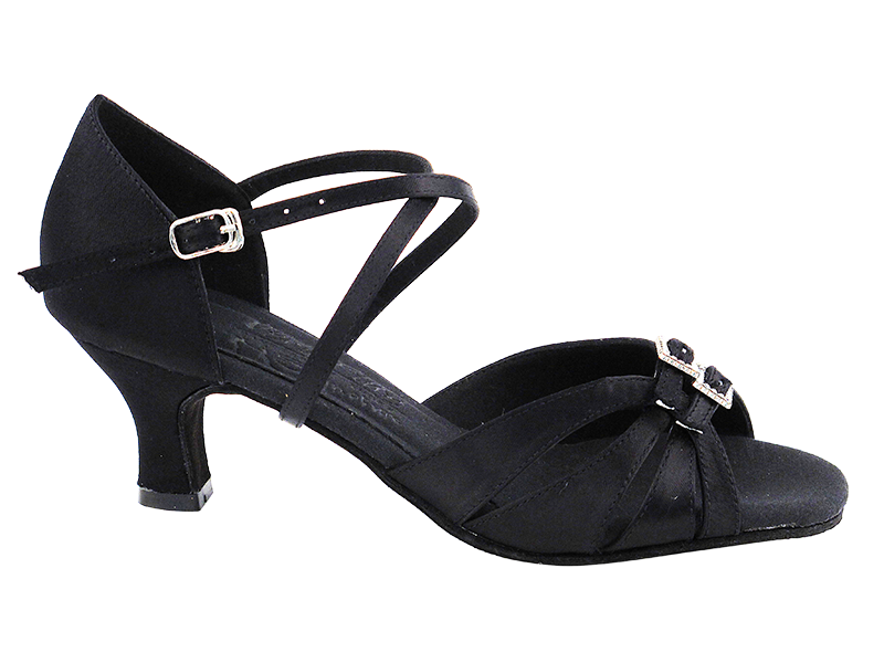 S92307 Black Satin with 2" Cuban Heel in the photo