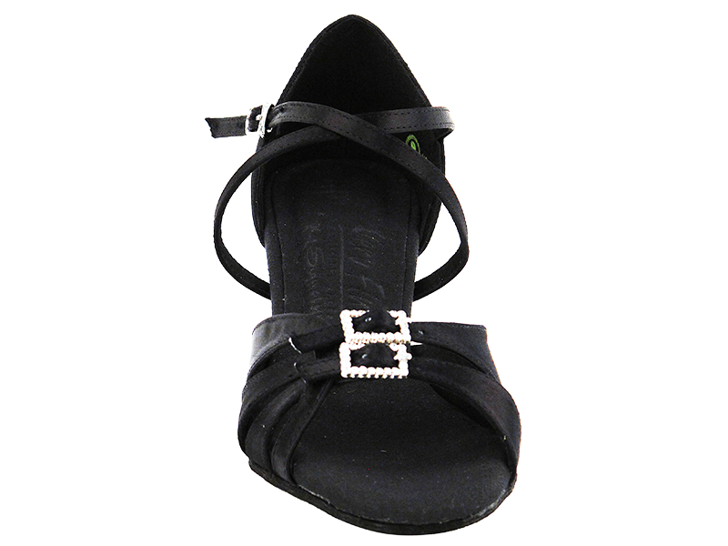 S92307 Black Satin with 2" Cuban Heel in the photo