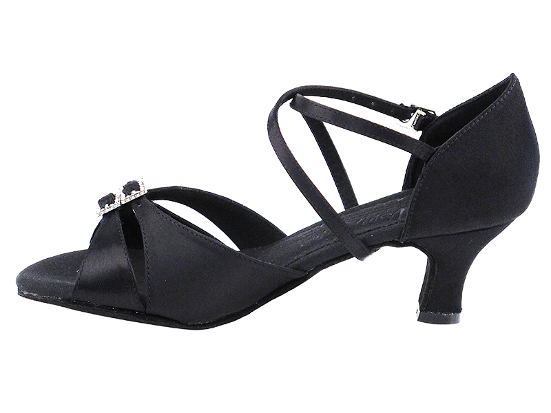 S92307 Black Satin with 2" Cuban Heel in the photo