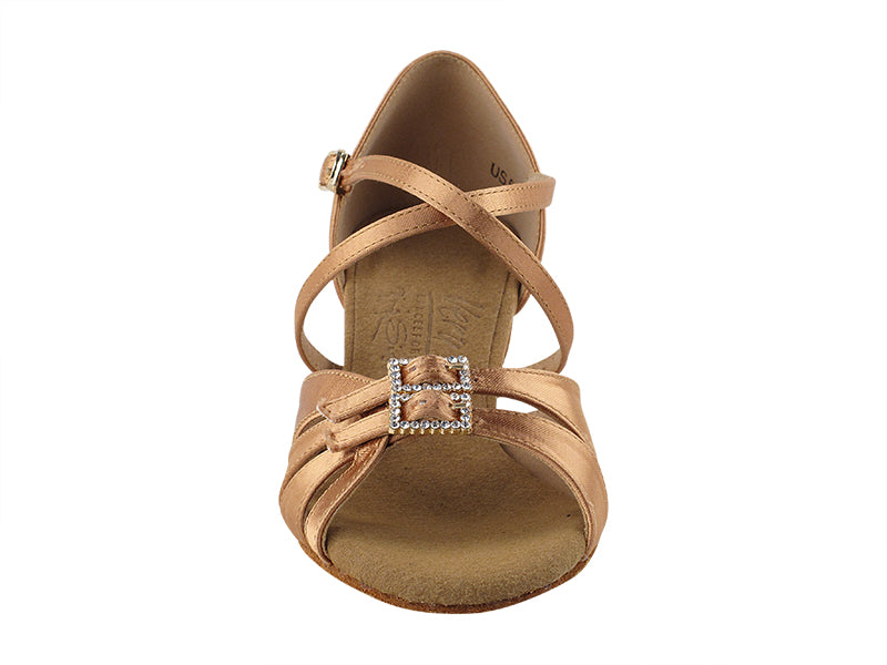 S92307 Tan Satin with 2" slim heel in the photo