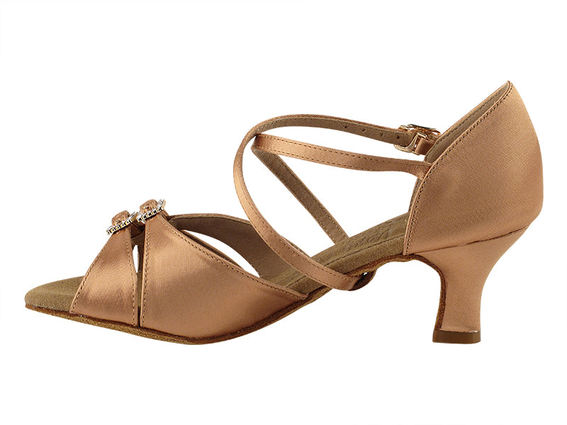 S92307 Tan Satin with 2" slim heel in the photo