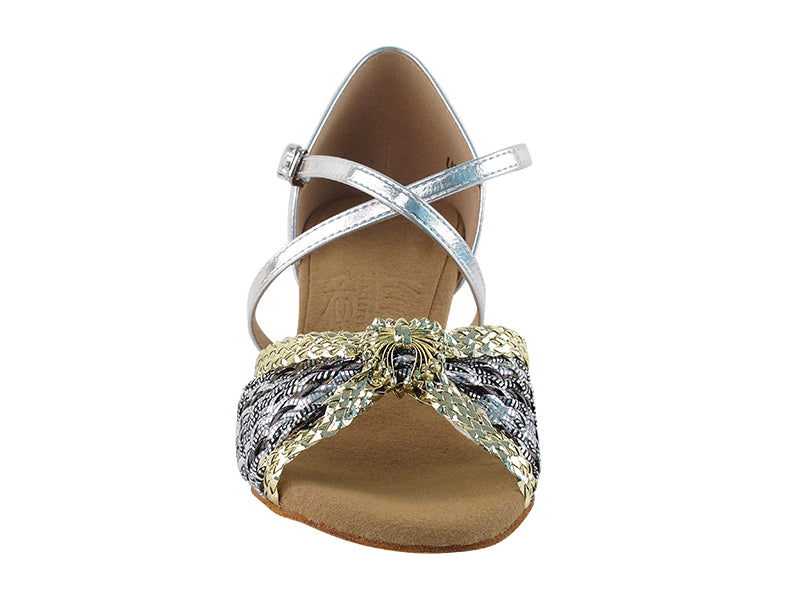 S92309 Gold_Silver Braid with 2" slim heel in the photo