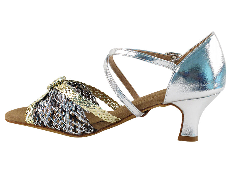 S92309 Gold_Silver Braid with 2" slim heel in the photo