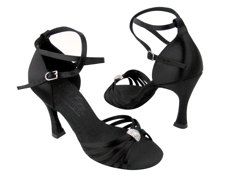 S92311 BD12 Black Satin with 3.5" Flare heel in the photo